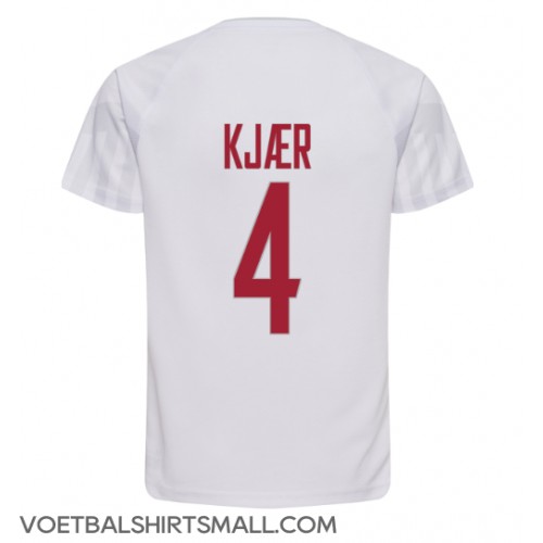 Denemarken Simon Kjaer #4 Voetbalkleding Uitshirt WK 2022 Korte Mouwen